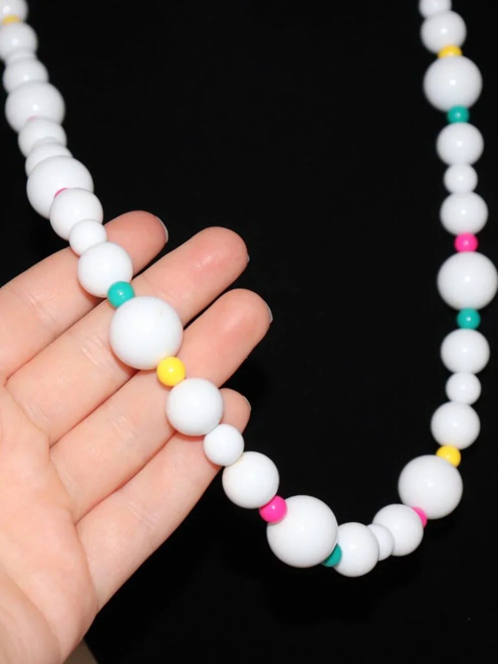 ✨ Vintage Heavy Plastic Beaded Necklace • 30” Long ✨